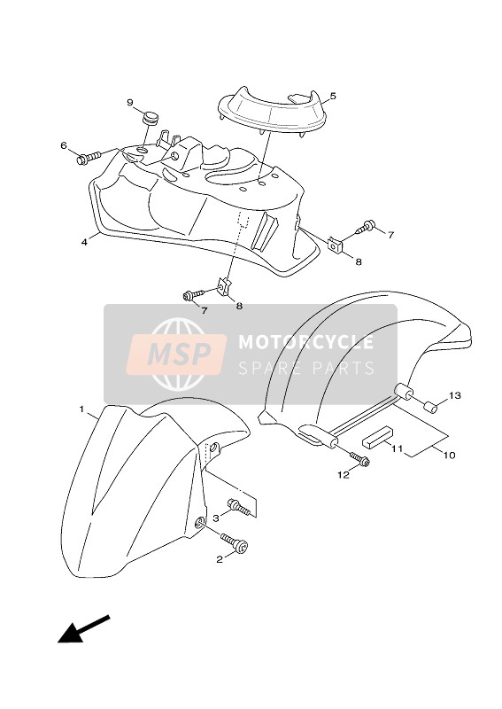 4C6F151100WL, Spatbord, Voor, Yamaha, 0